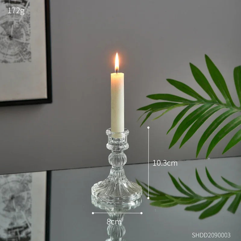 Glass Candlestick Wedding Centerpiece – Elegant Table Candle Holder