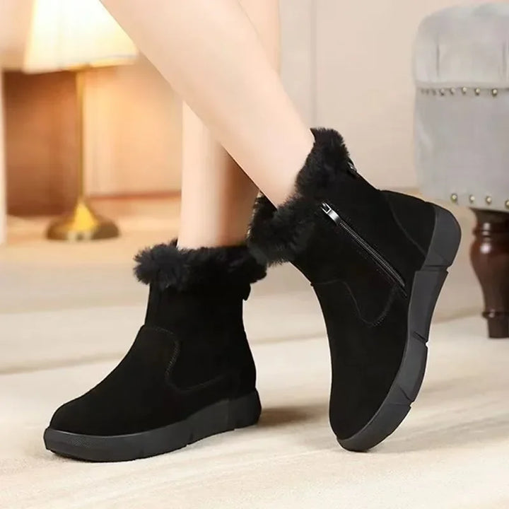 Fashion Women's Ankle Boots – Plush, Side Zip, Round Toe