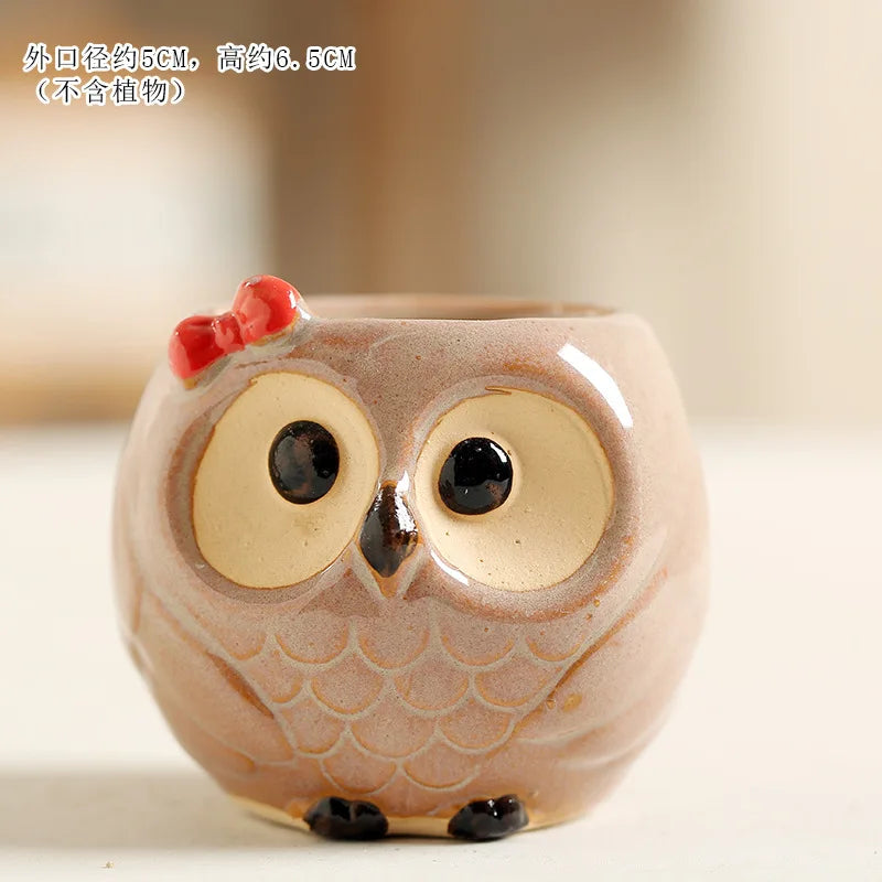 Cute Owl Ceramic Planter