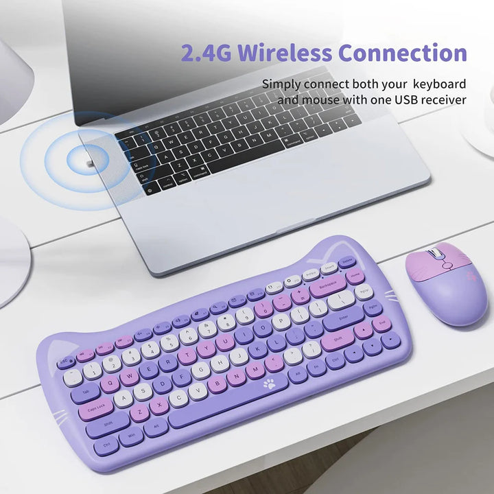 Cat-Shaped Wireless Keyboard & Mouse – 2.4G, Bilingual