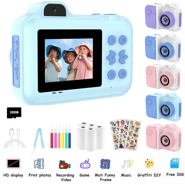 Kids Instant Print Camera – 1080P HD Dual-Lens Selfie Toy