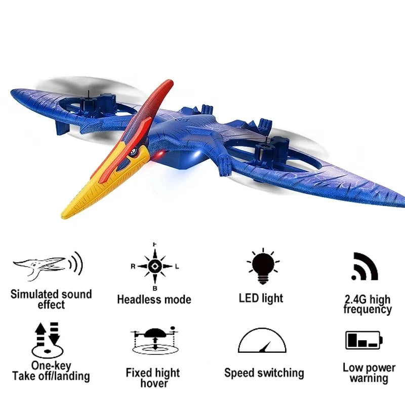 Mini Drone Dinosaur RC Aircraft 2.4G Radio Control Helicopter Pterosaur Dron Plane Children's Flying Toy