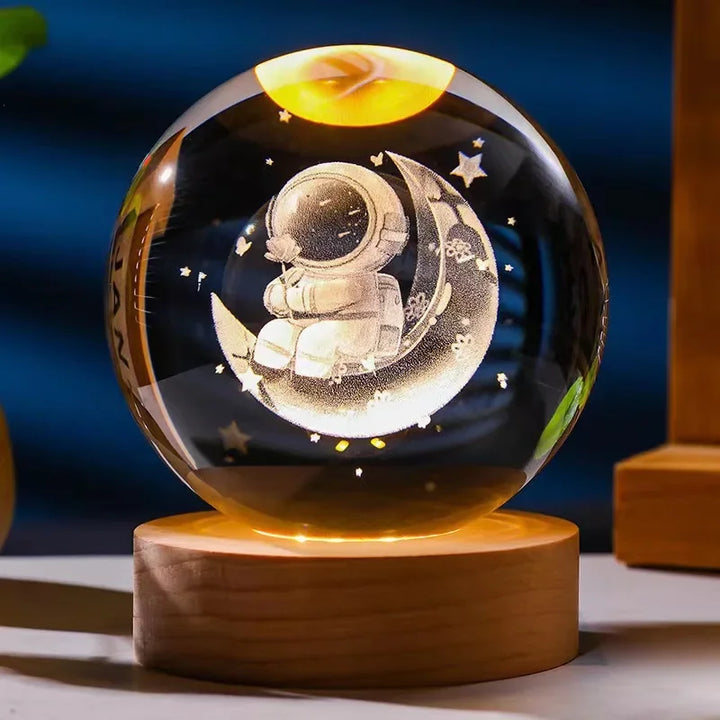 NEW 6cm 3D Crystal Lights Lamp Glowing Planetary Galaxy Night Crystal Ball Globe Bedside Light Home Decor Christmas Gift