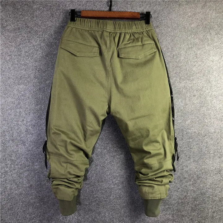 Men Casual Cargo Harem Pants High Street Hip Hop Length Men's Clothing Sweatpants Spring Autumn Black Big Size Male Trousers