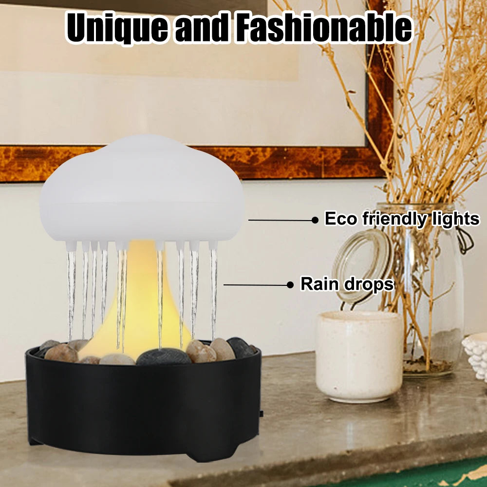 Mushroom Lamp Portable Warm White Lights Rain Cloud Night Light For Home Bedroom Home Decor Fountain Light