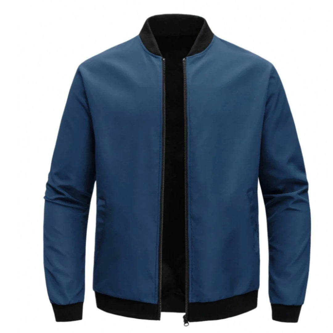 Baseball Collar Jacket – Men's Casual Solid Color Coat