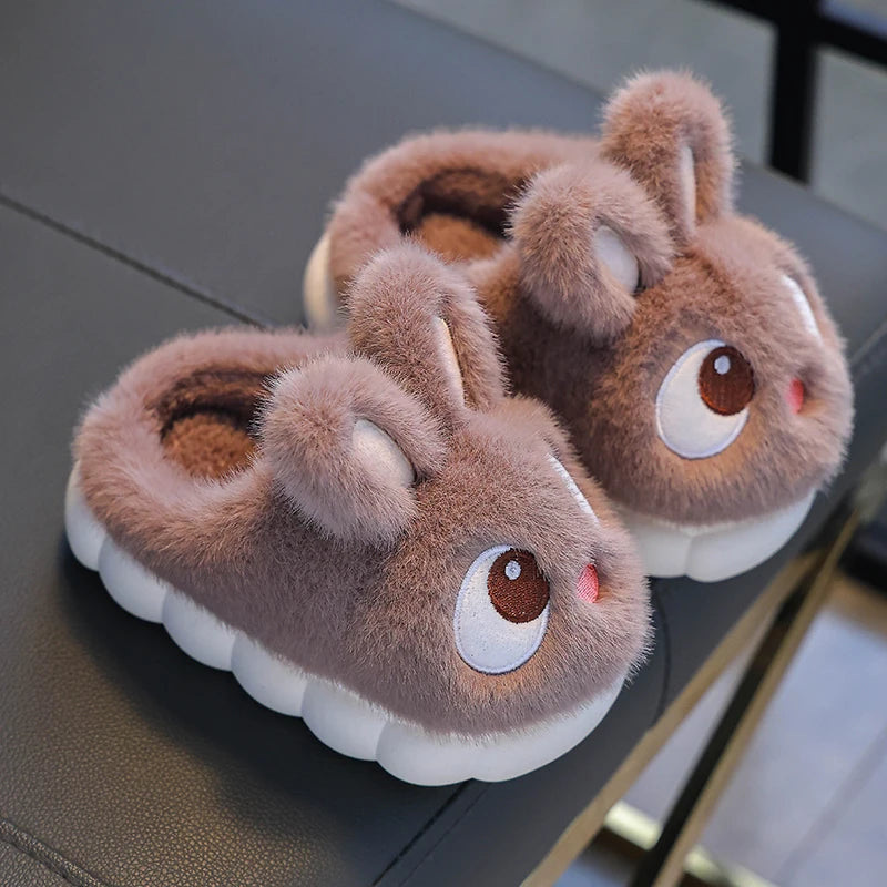 Winter Rabbit Slippers – Waterproof Warm Fluffy Shoes