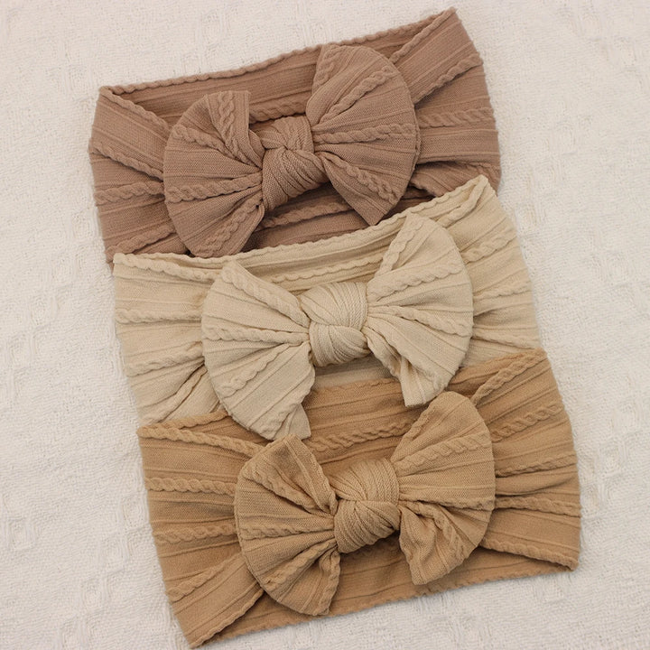 Knit Bows Baby Headbands – Elastic Nylon Set