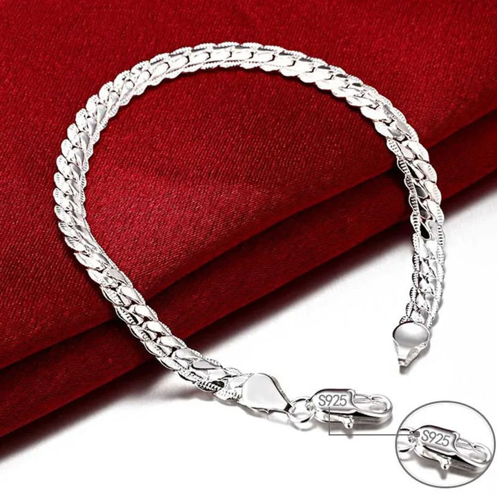 Sterling Silver Bracelet – 925 Flat Side Chain