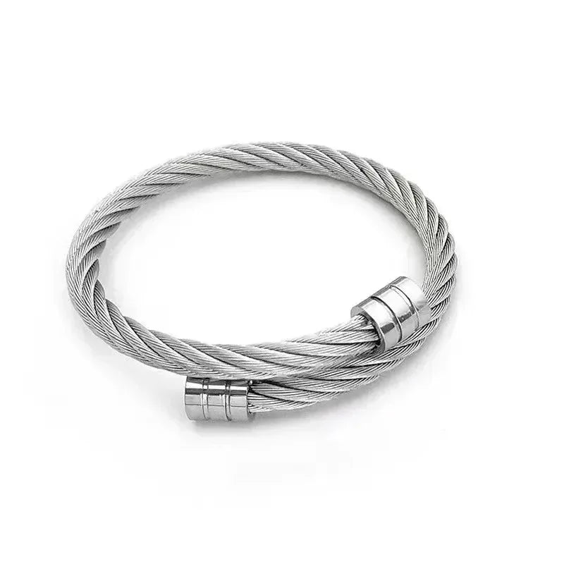 Simple Twisted Open Bangles – Stainless Steel Cuff Bracelet