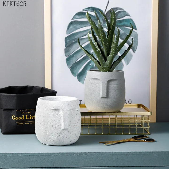 European Face Ceramic Planter