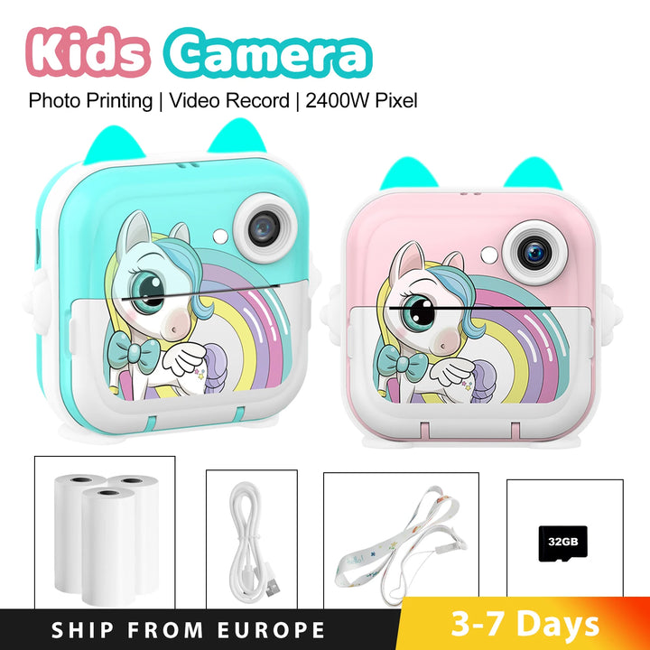 Kids HD Instant Print Camera – Photo & Video with 32GB Card