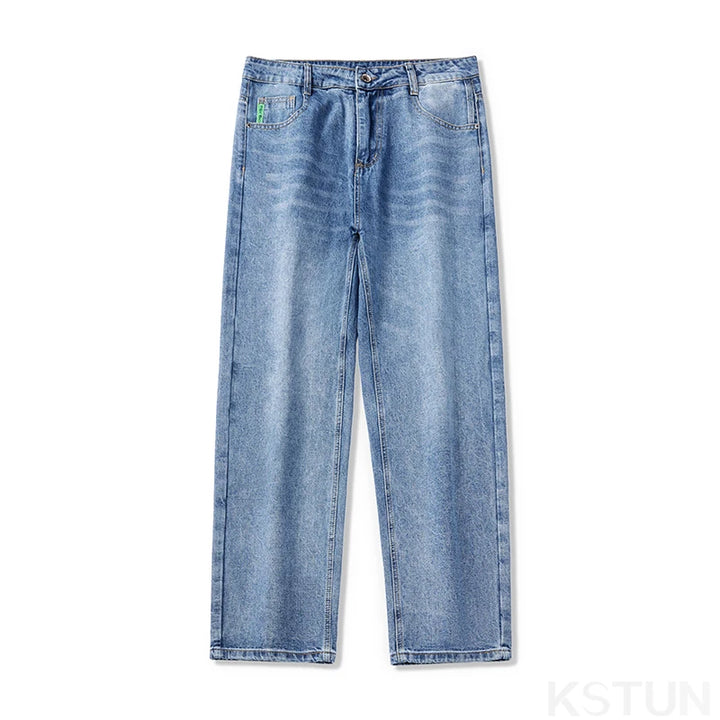 KSTUN Mens Baggy Pants Loose Fit Wide Leg Jeans Men Straight Retro Blue Men‘s Clothing Man Trousers Vintage 2024 New Kpop Cowboy