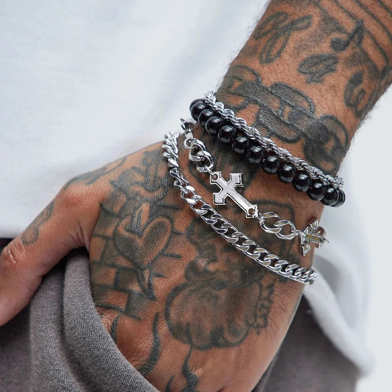 Stainless Steel Bracelet Set – Punk Fashion