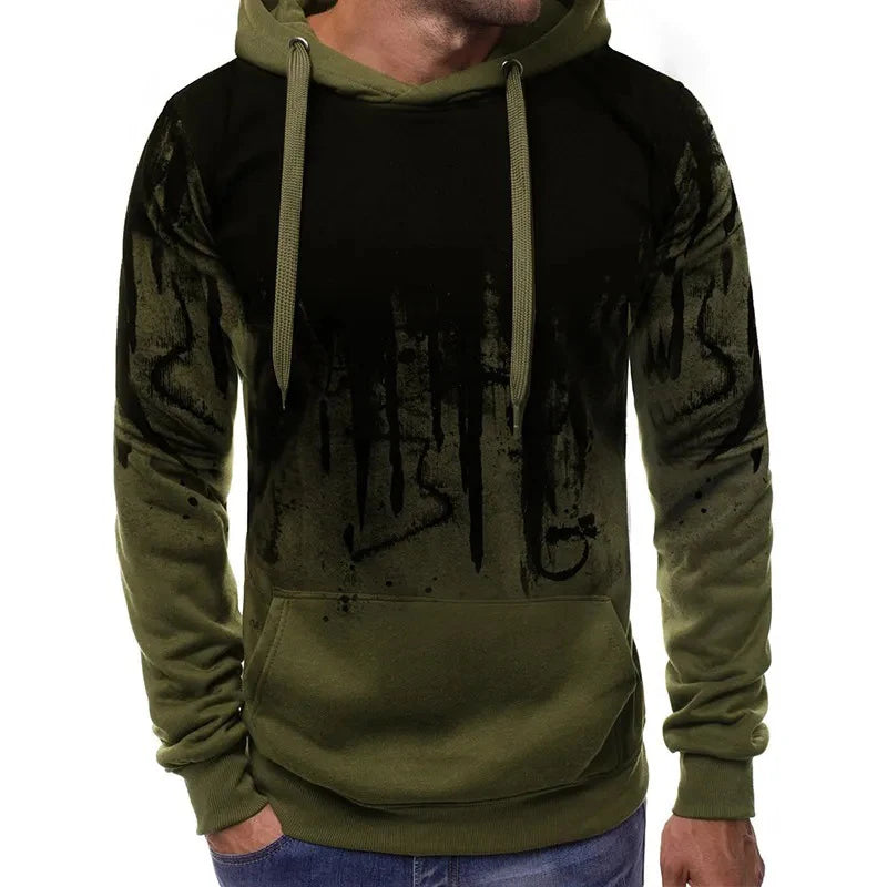 Gradient Print Men's Pullover Hooded Sweatshirt Spring Autumn Daily Fitness Sportswear Fashion Casual Hoodies Loose Clothing