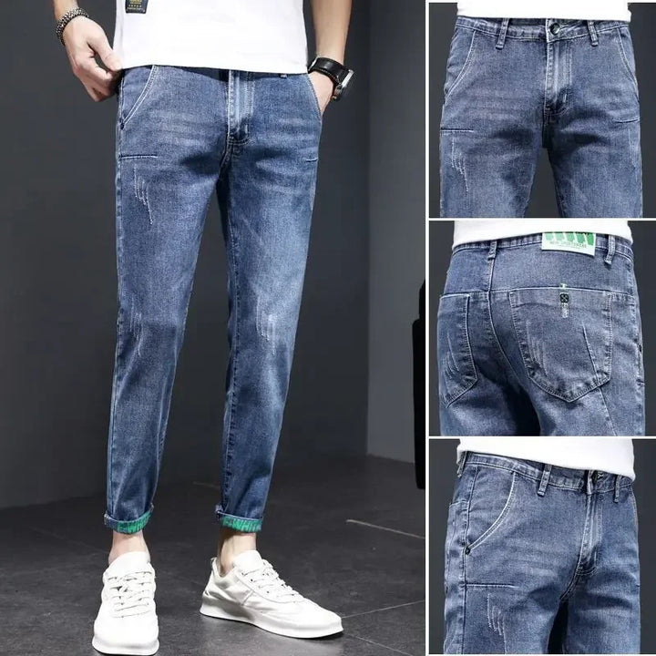 New 2023 Korean Street Harajuku Stretch Denim Jeans S Clothing Luxury Italian Embroidery BlueLuxury Clothing for Men Cool Pants