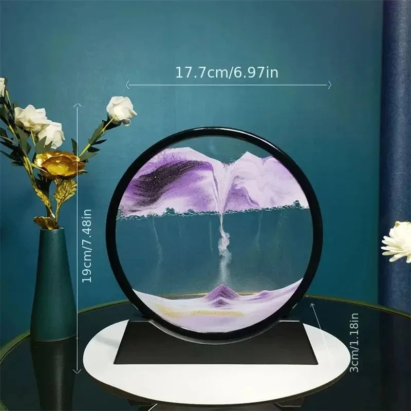 3D Quicksand Sand Art - Round Glass Flowing Painting