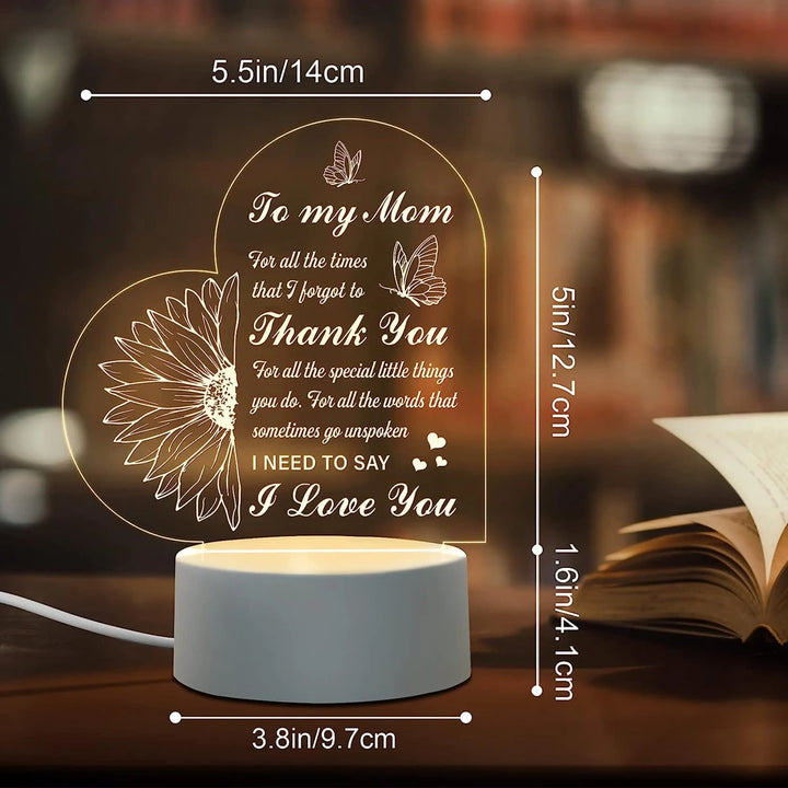 To My Mom Hot  3D Led For Home Decoration Room Nightlight