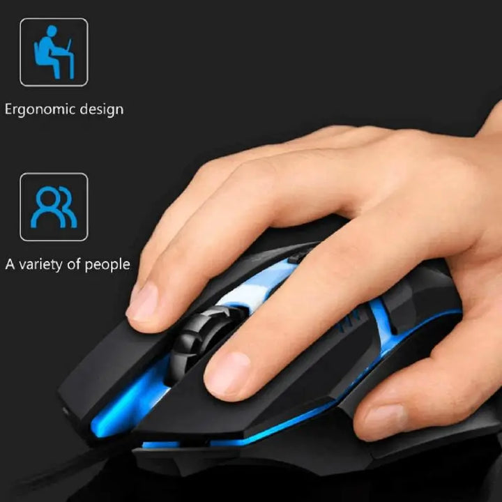 Ergonomic Gaming Mouse – USB Backlit Design