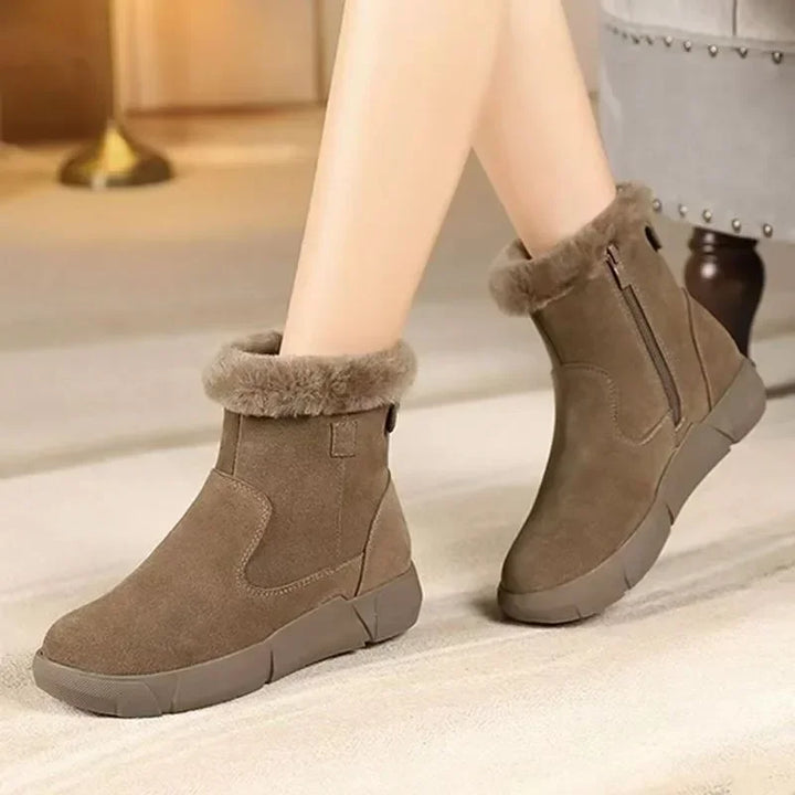 Fashion Women's Ankle Boots – Plush, Side Zip, Round Toe