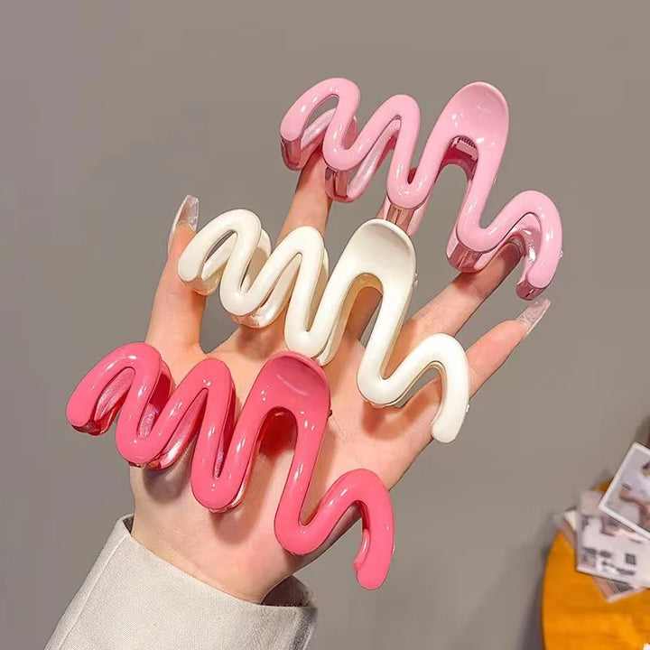 Wave Crab Claw Clips Women Korean Plastic Shark Hair Clips Geometry High Ponytail Barrette Hairpin Girl Hair Accessories