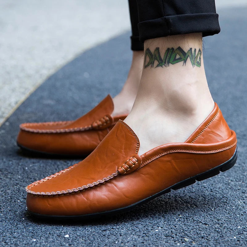 Men Shoes Casual Genuine Leather Mens Loafers Moccasins Designer Slip on Boat Shoes High Quality Chaussure Homme Plus Size 37-47