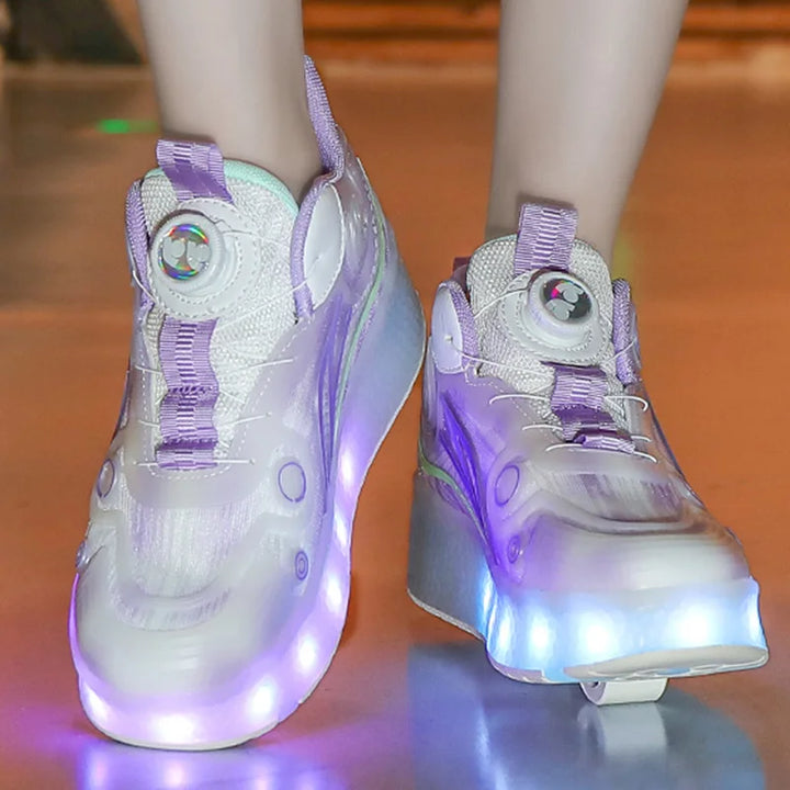 Childrens Roller Skating Shoes High-quality LED Night Light Shoes USB Charging Casual Flat Skate Shoes for Kids Sneakers