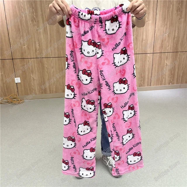 Sanrio Hello Kitty Pajamas – Flannel Cartoon Home Pants