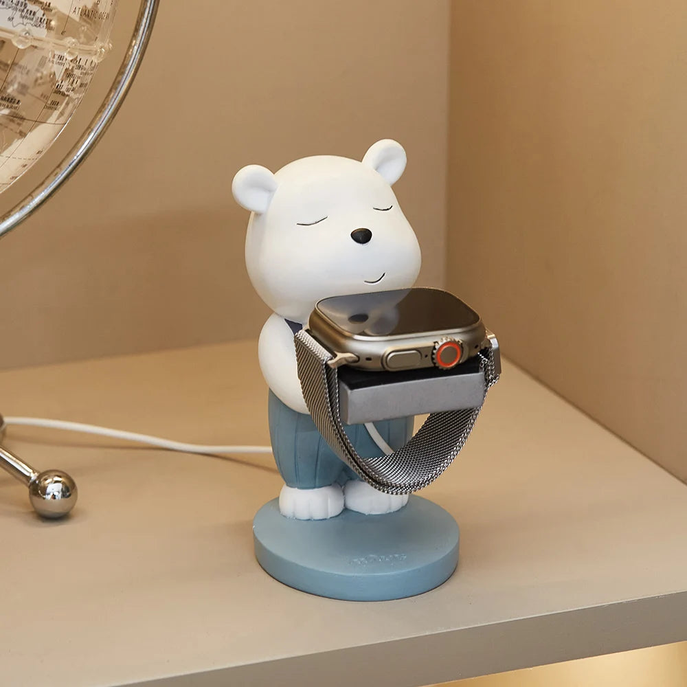 Bear Watch Charger Stand – Cute Desktop Ornament