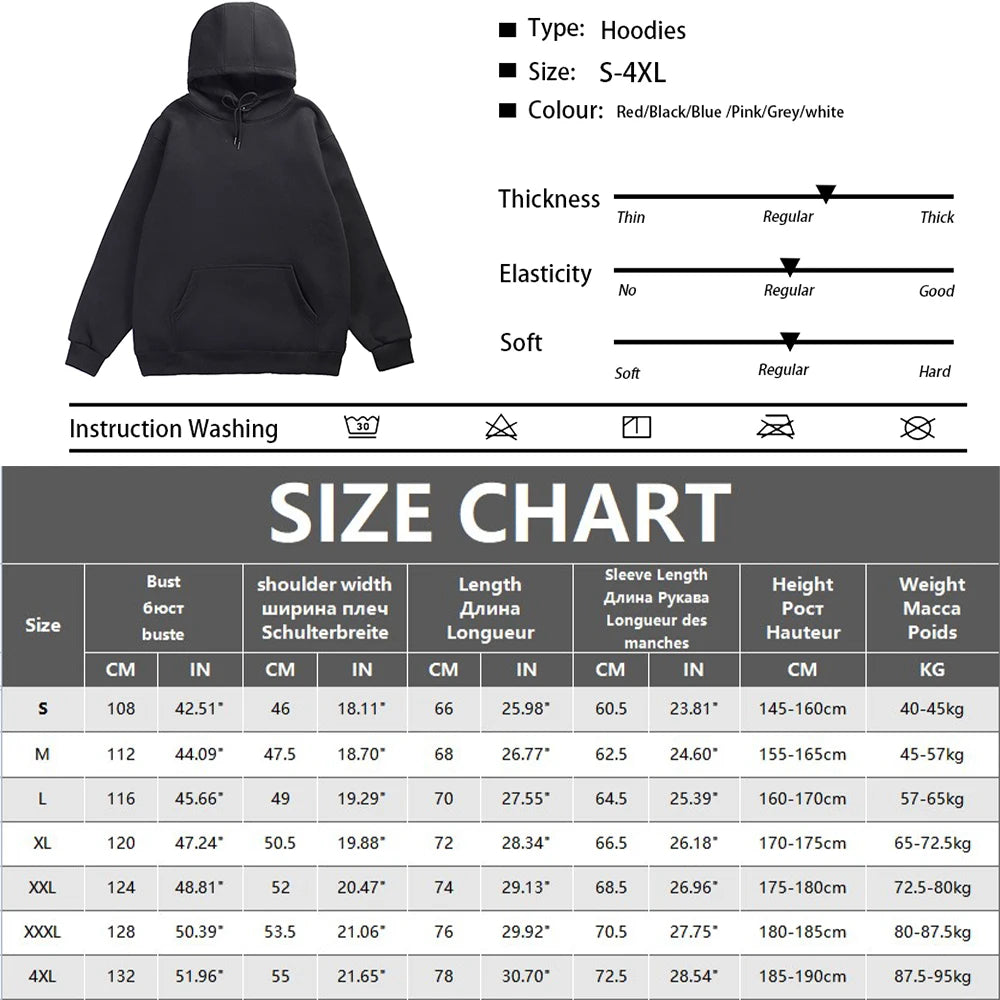 Men's Hoodie – Casual Solid Color Sweatshirt