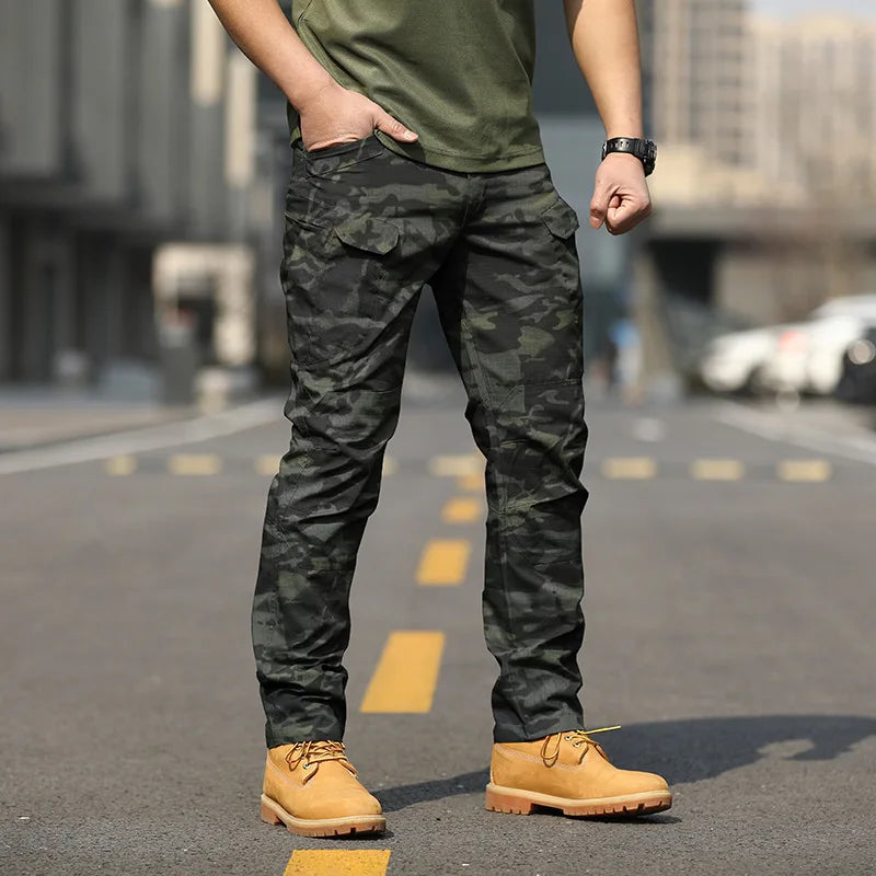 Man Military Tactical Cargo Pants Safari Work Long Trousers Multi-pocket Waterproof Hiking Fishing Sprots Outdoor Overalls Army