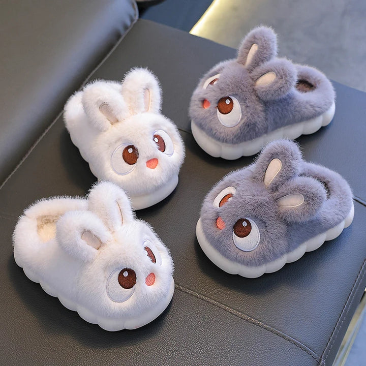 Winter Rabbit Slippers – Waterproof Warm Fluffy Shoes