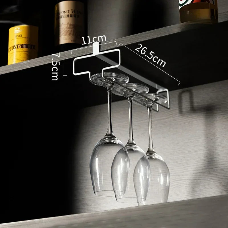 Hanging Punch-free Wine Glass Holder Household Under Cabinet Champagne Glass Storage Rack Shelf Kitchen Multi-purpose Organizer