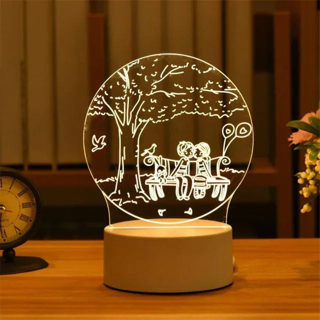 Romantic Love 3D Acrylic Neon Sign LED Lamp for Home Children's Night Lights Table Lamp, Birthday, Valentine's Day, Bedside Lamp