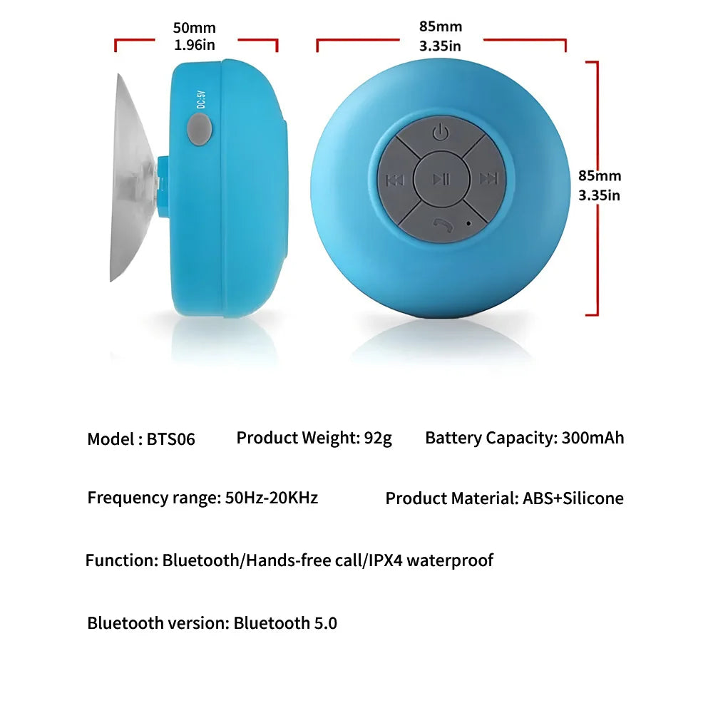 Portable Wireless Bluetooth Speaker IPX4 Waterproof Outdoor Sports Bathroom Large Suction Cup Mini Stereo Sound Box