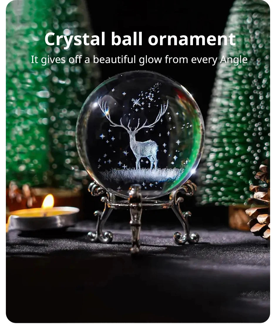 Deer Crystal Ball Ornament