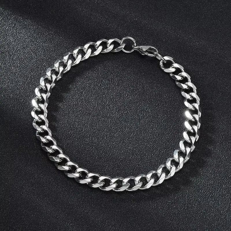 Fashion Stainless Steel Men Curb Cuban Chain Bracelets Women Bracelet on Hand for Couple Unisex Wrist Hand Jewelry Gift