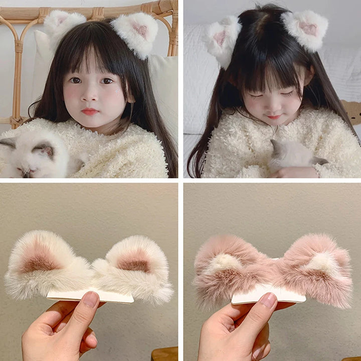 Fluffy Cat Ear Hairpin - Sweet Style Bangs Clip