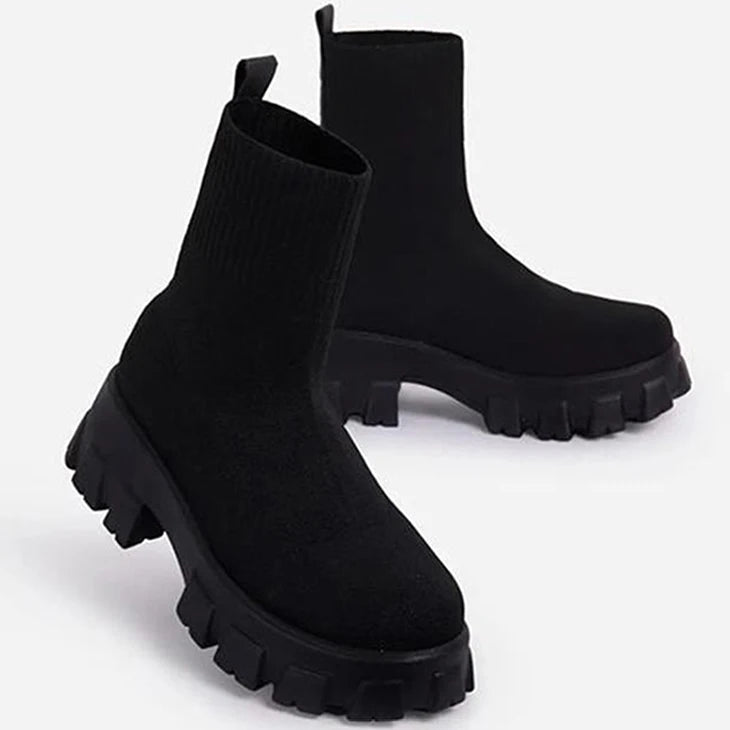 Women Boots White Platform Boots For Winter Autumn Botas Femininas Socks Ankle Boots Platform Shoes Women Heels Botines Mujer