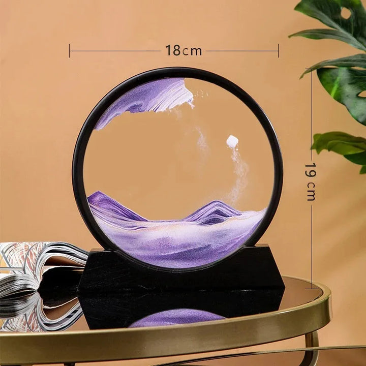 3D Quicksand Sand Art - Round Glass Flowing Painting