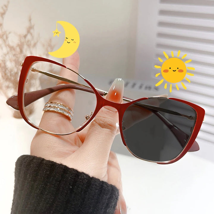 Fashion Cat Eye Anti-blue Light Glasses Women Photochromic Lenses Blue Light Blocking Eyewear