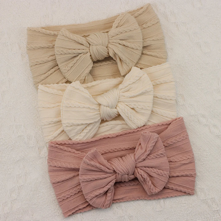 Knit Bows Baby Headbands – Elastic Nylon Set