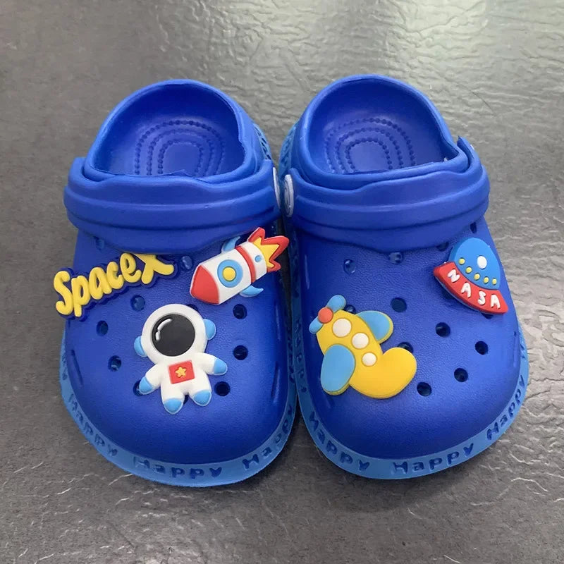 Kids Sandals Hole Children's Shoes Slippers Soft Anti-Skid Cartoon DIY Design Hole Baby Shoes Sandy Beach For Boys Girls