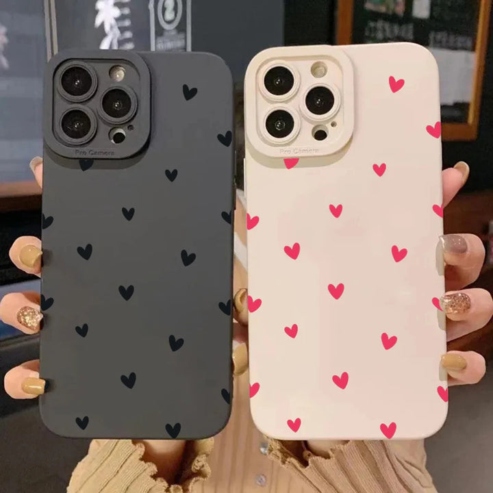 Black Love Heart Phone Case For iPhone 16 14 15 13 12 11 Pro Max X XR XS 7 8 15 16 Plus SE 2020 Shockproof Silicone Soft Cover