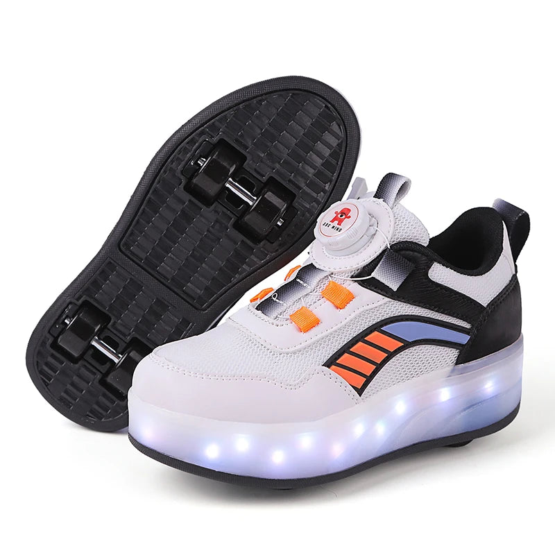 Sneakers for Boy Girl Casual Luminous LED Light Sports Shoes Childrens Roller Skating Leisure Shoes Luxury Design Kids Sneakers