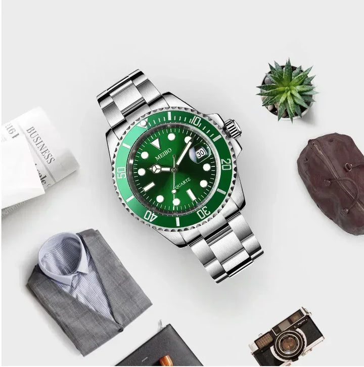 Men's Watch Green Water Ghost Calendar Watch High end Simple Fashion Stainless Steel Student Sports Watch