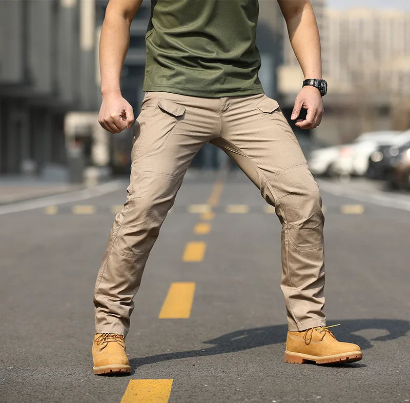 Man Military Tactical Cargo Pants Safari Work Long Trousers Multi-pocket Waterproof Hiking Fishing Sprots Outdoor Overalls Army