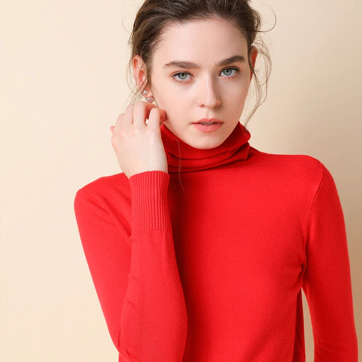 Women's Turtleneck Sweater – Pink/White Pullovers