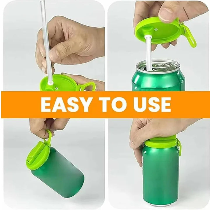 Soda Can Lid with Straws – Reusable Silicone Cover