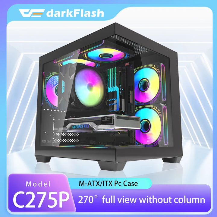 To C275P PC Case Sea View Room Gaming Computer Desktop M-ATX Motherboard Double-Sided Tempered Glass PC Gamer Cabinet